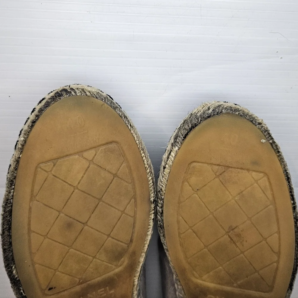 CHANEL Black and Gray Espadrilles Size  40